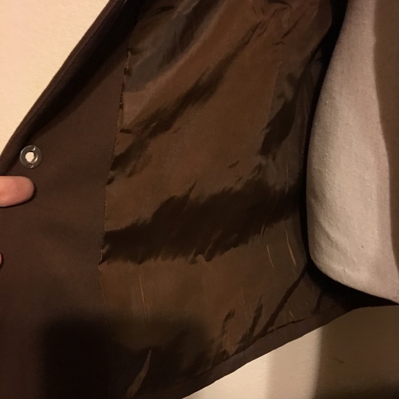 Dialogue brown lined jacket snap buttons front - Picture 5 of 6